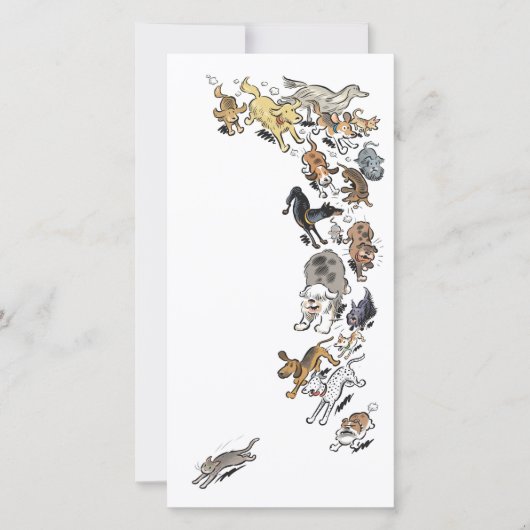 Hunde jagen Katze Dankeskarte (Vorderseite)