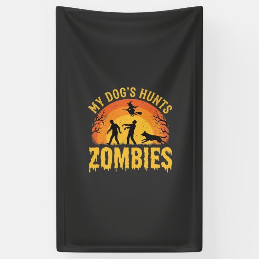 Hunde jagt Zombies Halloween-Design Banner (Vertikal)