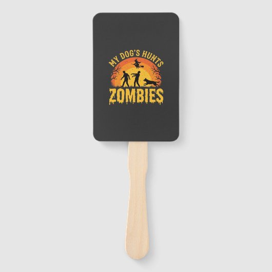 Hunde jagt Zombies Halloween-Design Fächer (Vorderseite)