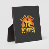 Hunde jagt Zombies Halloween-Design Fotoplatte (Vorderseite)