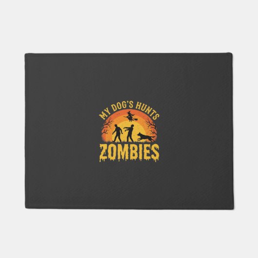 Hunde jagt Zombies Halloween-Design Fußmatte (Vorderseite)