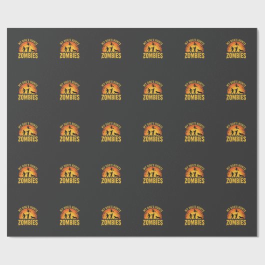 Hunde jagt Zombies Halloween-Design Geschenkpapier (Flach)
