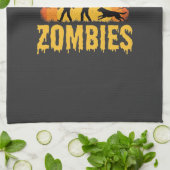 Hunde jagt Zombies Halloween-Design Geschirrtuch (Gefaltet)