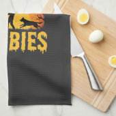 Hunde jagt Zombies Halloween-Design Geschirrtuch (Viertel Falte)