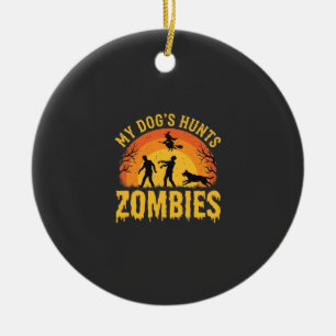 Hunde jagt Zombies Halloween-Design Keramik Ornament
