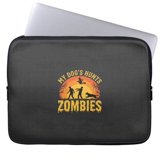 Hunde jagt Zombies Halloween-Design Laptopschutzhülle (Vorderseite)