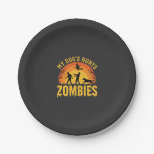 Hunde jagt Zombies Halloween-Design Pappteller