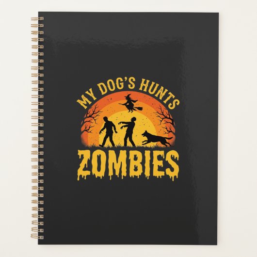 Hunde jagt Zombies Halloween-Design Planer (Vorderseite)