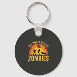 Hunde jagt Zombies Halloween-Design Schlüsselanhänger