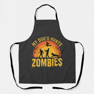 Hunde jagt Zombies Halloween-Design Schürze