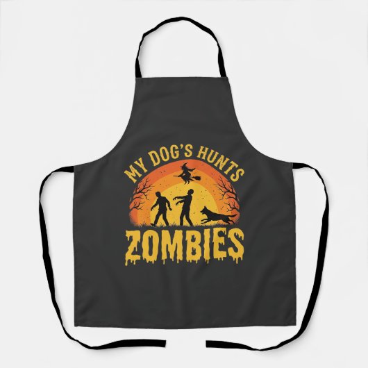 Hunde jagt Zombies Halloween-Design Schürze (Vorderseite)
