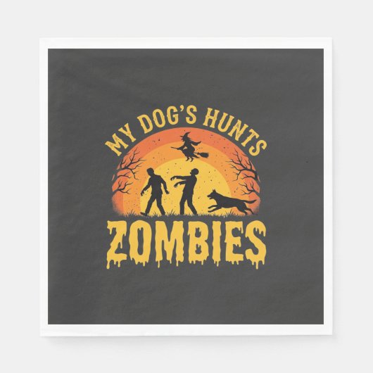 Hunde jagt Zombies Halloween-Design Serviette (Vorderseite)