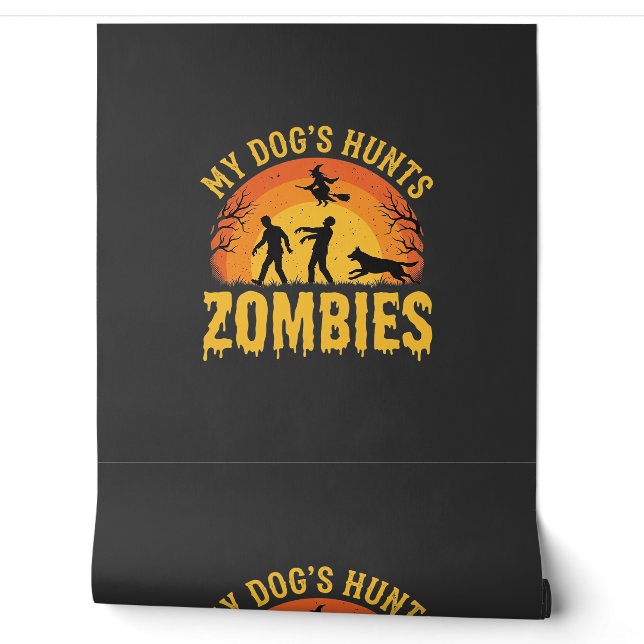Hunde jagt Zombies Halloween-Design Tapete (Abrollen)