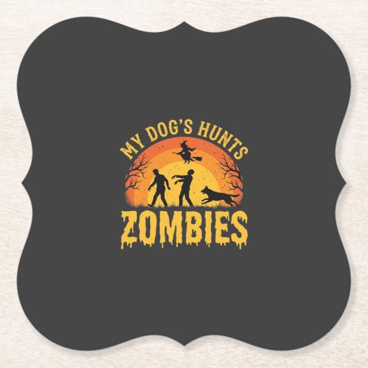 Hunde jagt Zombies Halloween-Design Untersetzer (Vorderseite)
