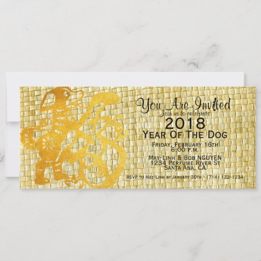 Hunde Jahr 2018 Foto Rahmen Gruß in Vietnamesisch Einladung (Rückseite)