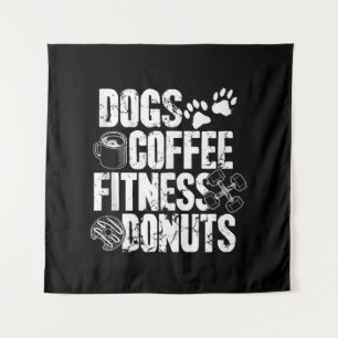 Hunde Kaffee Ness Donuts Gym Feinschmecker Workout Wandteppich