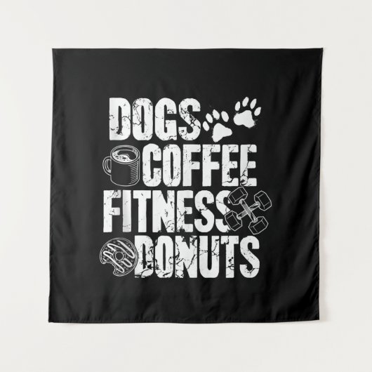 Hunde Kaffee Ness Donuts Gym Feinschmecker Workout Wandteppich (Vorderseite)