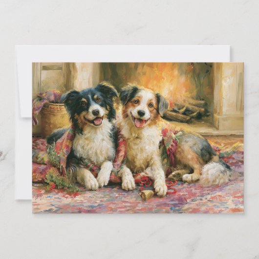Hunde Kamin Weihnachten (Vorderseite)
