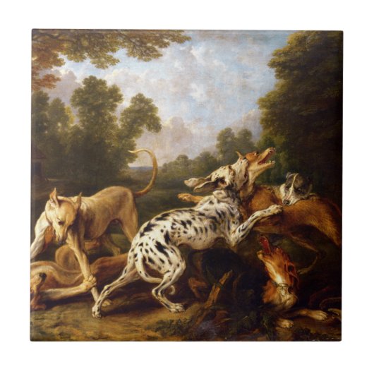 Hunde kämpfen (von Frans Snyders) Fliese (Vorderseite)