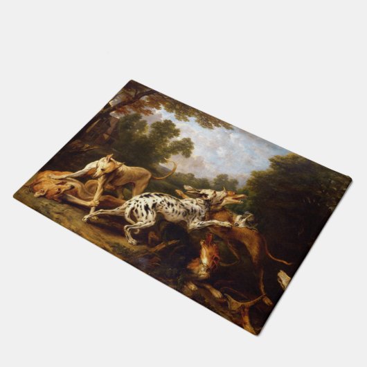 Hunde kämpfen (von Frans Snyders) Fußmatte (Schrägansicht)