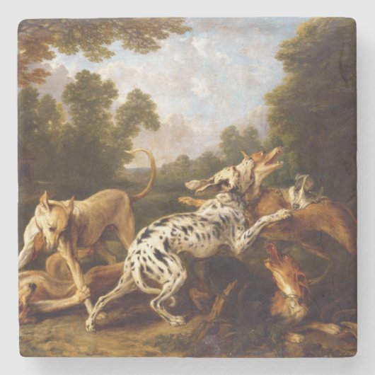 Hunde kämpfen (von Frans Snyders) Steinuntersetzer (Vorderseite)