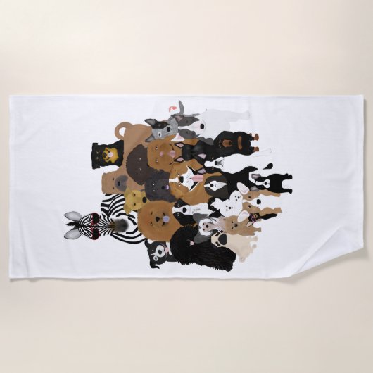 Hunde, Katze, Huhn, Zebra Beach Handtuch (Vorderseite)