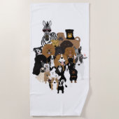Hunde, Katze, Huhn, Zebra Beach Handtuch (Vorderseite)