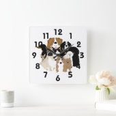 Hunde, Katze, Hühneruhr Quadratische Wanduhr (Zuhause)