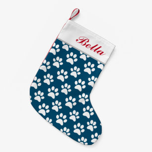 Hunde Katze Name Blue White Paw Prints Kleiner Weihnachtsstrumpf