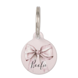 Hunde Katze Personalisiert rosa Bow & Blush Bow Haustiermarke