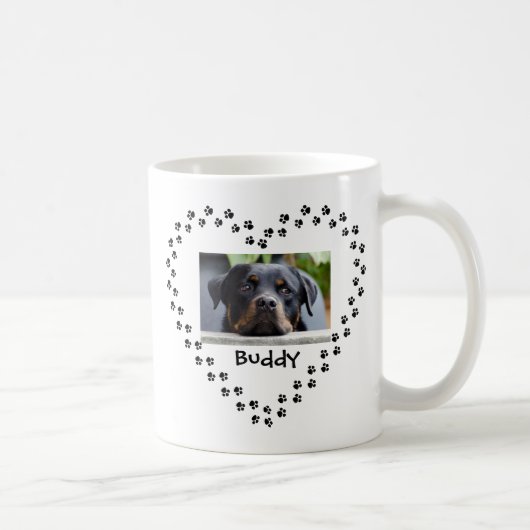 Hunde Katze Pet Lover Black Paw Prints Heart Foto Kaffeetasse (Rechts)