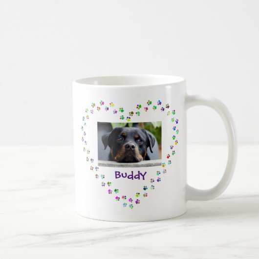 Hunde Katze Pet Lover Paw Prints Heart Foto Kaffeetasse (Rechts)