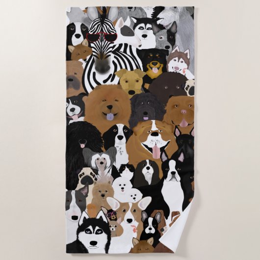 Hunde, Katze und Hühnerhandtuch Strandtuch (Vorderseite)