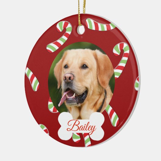 Hunde Katze Urlaub Foto Candy Cane anpassen Keramik Ornament (Links)