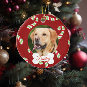 Hunde Katze Urlaub Foto Candy Cane anpassen Keramik Ornament