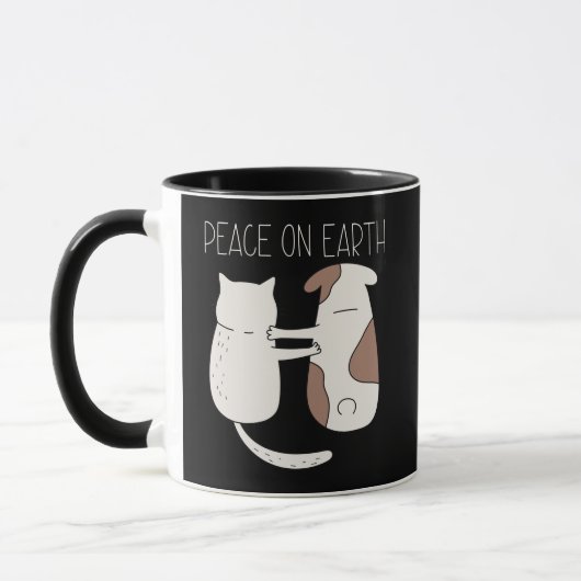 Hunde Katze Weltfrieden Tasse (Links)