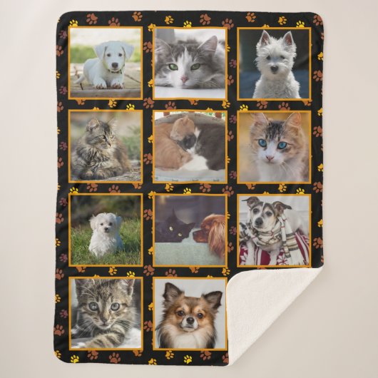 Hunde Katzen Autumn Paw druckt benutzerdefinierte Sherpadecke (Vorderseite)