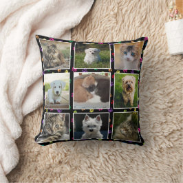 Hunde Katzen farbenfrohe Paw Prints Haustiere Foto Kissen