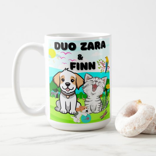 Hunde, Katzen, Fühlerfreude inmitten der Natur Kaffeetasse (Mit Donut)