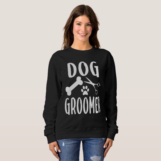 Hunde Katzen Groomer Ergrennen Tiere Job Scheren Sweatshirt (Vorne ganz)