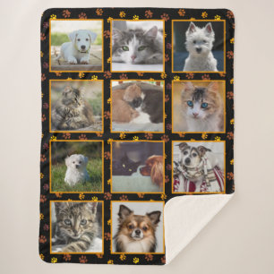 Hunde Katzen Herbst Pfotenabdrücke Benutzerdefinie Sherpadecke