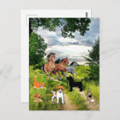 Hunde Katzen Hühnerpferde Postkarte (Vorne/Hinten)