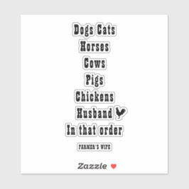 HUNDE KATZEN KÜHE IN DIESER REIHE - EHEFRAU DES BA AUFKLEBER