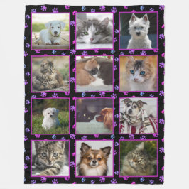 Hunde Katzen Pink Lila Blue Paw Prints Pet Fotos Fleecedecke
