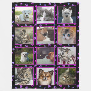 Hunde Katzen Pink Lila Blue Paw Prints Pet Fotos Fleecedecke