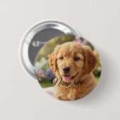 Hunde-Katzen-Tiername-Fotovorlage einfach minimali Button (Vorne & Hinten)