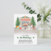 Hunde Katzen Welpen Kätzchen Weihnachten Einladungspostkarte (Stehend Vorderseite)