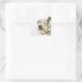 Hunde Kauen auf dem Rohbeinknochen Quadratischer Aufkleber (Tasche)