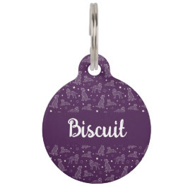 Hunde-Konstellation Lila und Weiß Muster Monogramm Haustiermarke