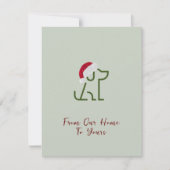 Hunde Kontur grün mit Weihnachtsmannmütze Urlaub Mitteilungskarte (Vorderseite)